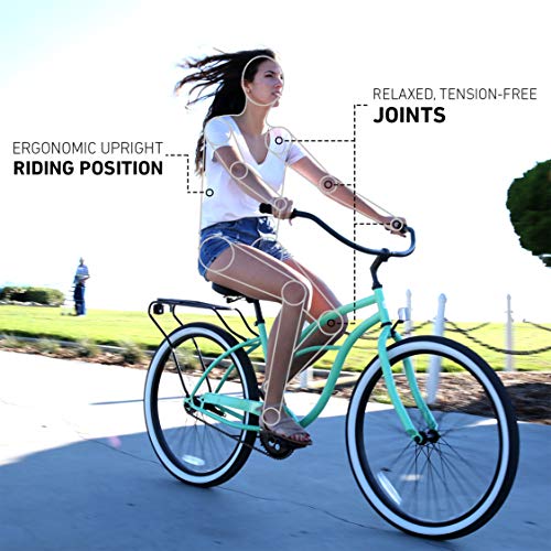 sixthreezero Women's Beach Cruiser Bike Around The Block Lilac Ginger w/ Brown Seat/Grips