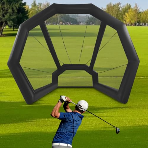 QUSKLISU Inflatable Golf Practice Net Cage with 800W Blower Black