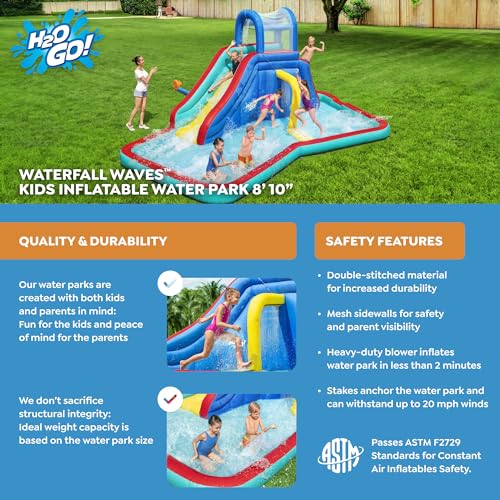 Bestway H2OGO! Waterfall Waves Mega Water Park Inflatable Slide and Pool
