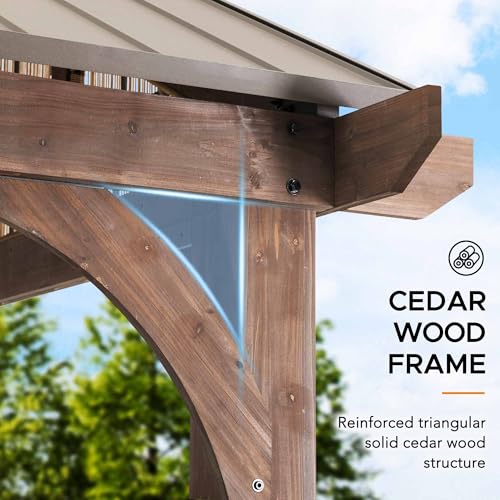 SummerCove Hardtop Gazebo 12x14 ft Brown Cedar Wood Frame