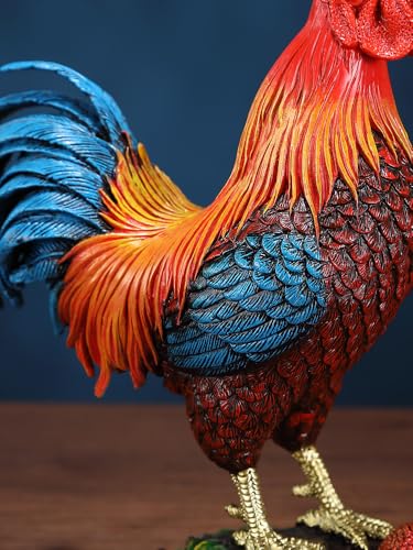 FENGSHUI-CAISHEN Extra Large Colorful Metal Rooster Statue