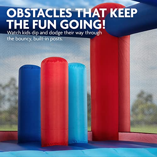 SUNNY & FUN Slide N’ Splash Bounce House Inflatable Water Slide Park Blue and Red