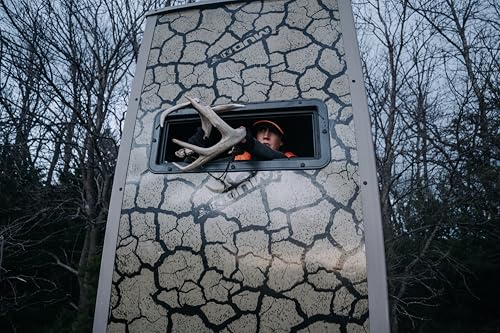 MUDDY Striker Box Blind with Elite 10 Tower, Steel Wall Construction, Cracked Mud Camo Multi