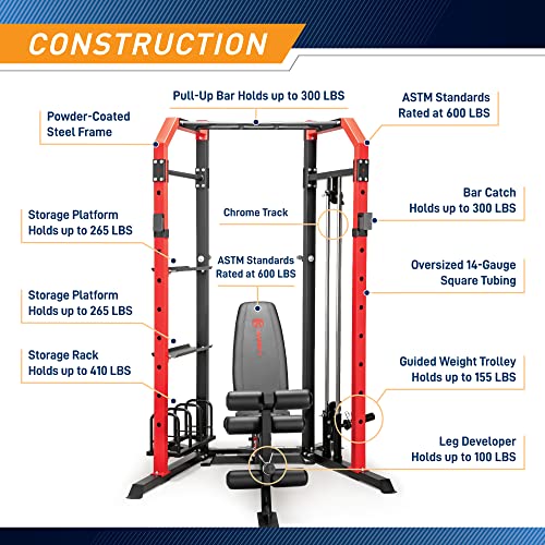 MARCY Power Cage System with Adjustable Weight Bench SM-7393 Multi