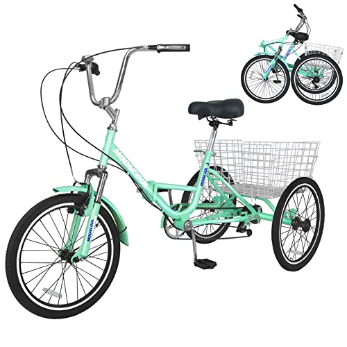 DoCred Adult Folding Tricycle 7-Speed Green