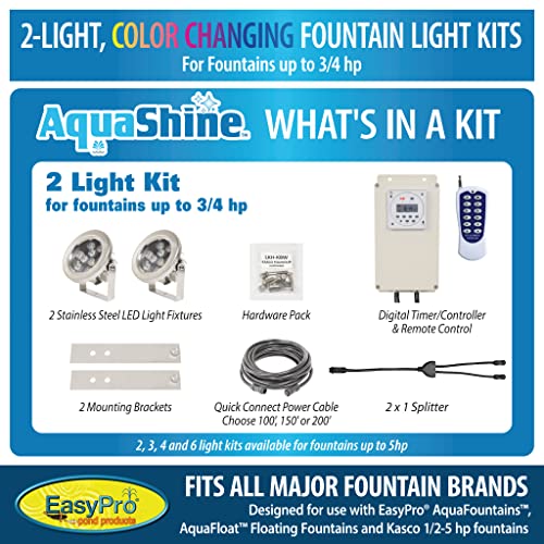 EASYPRO RGB2-200 AquaShine Color Changing LED Fountain Light Kit Cyan
