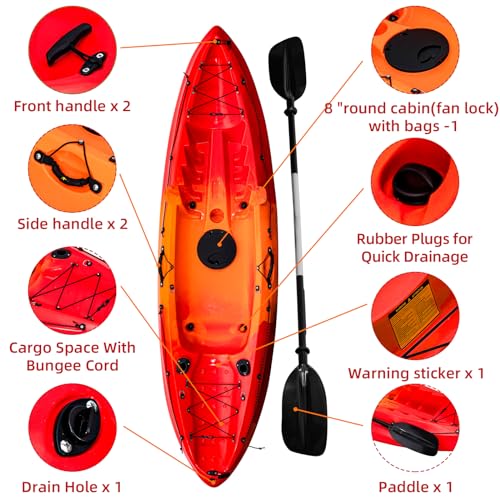 Garvee Fishing Kayaks 9.38FT Sit on Top Kayak for Adults with Paddle Sunset