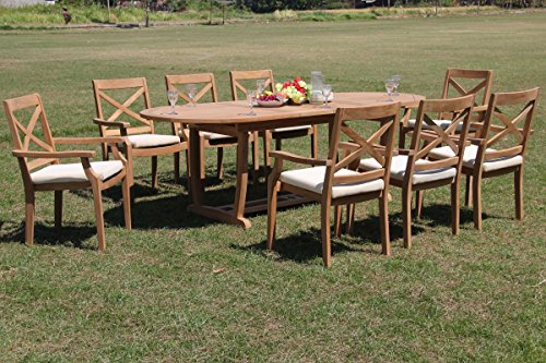 TeakStation 8 Seater Grade-A Teak Wood 9 Pc Dining Set Teak