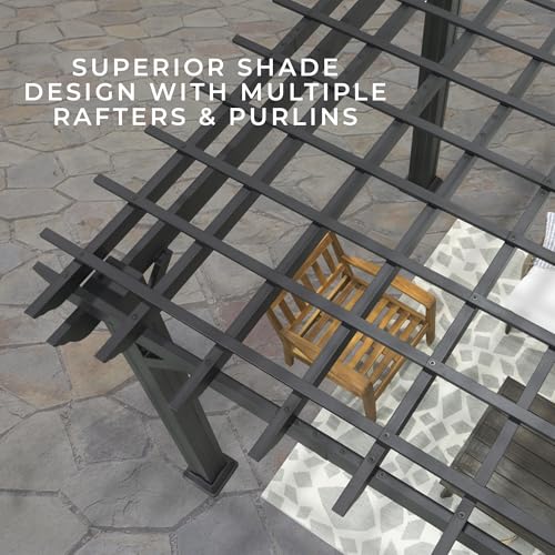Backyard Discovery Stratford 16' x 12' Galvanized Steel Pergola Kit with Shade Sail Canopy Black