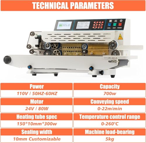 U.S. Solid Continuous Bag Band Sealer with Inkjet Printing and Digital Temperature Control White