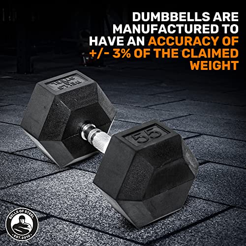Bells of Steel Rubber Hex Dumbbells Set Black