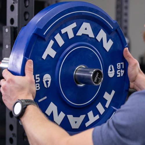 Titan Fitness 230 LB EZ-Grip Olympic Bumper Plates Set for Weightlifting and Strength Training