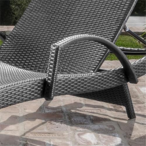 Noble House Salem Outdoor Wicker Arm Chaise Lounge Set of 4 Grey
