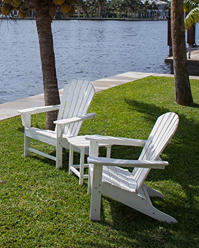 Polywood South Beach 3-Piece Adirondack Chair Set with Side Table Black