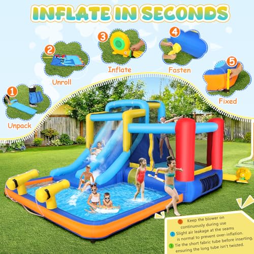Whubefy Kids Bounce House Inflatable Water Park with Blower