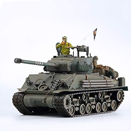 HOOBEN 1/16 M4A3E8 Fury Sherman Tank with Camouflage & Figure Dark Green