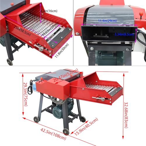 HayWHNKN Chaff Cutter Straw Corn Cutter Pulverizer Red