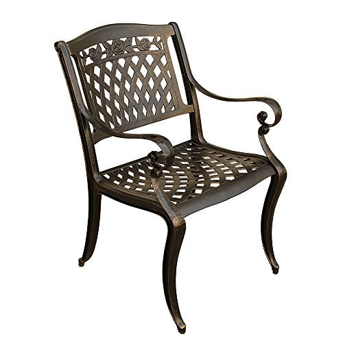 Oakland Living Rose Ornate Traditional Mesh Lattice 48" Round Patio Dining Set Bronze