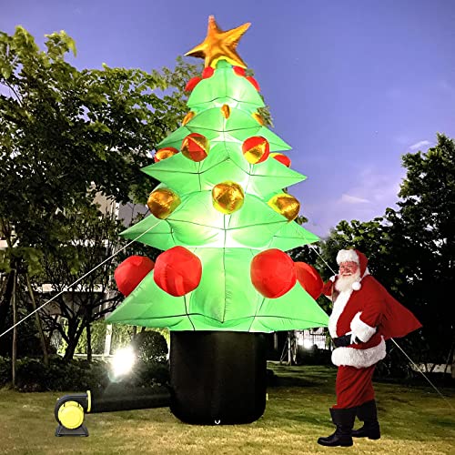OZIS 13Ft Tall Lighted Inflatable Green Tree with Multicolor Boxes and Star Green