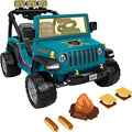 Power Wheels Camping Jeep Wrangler Ride-On Toy with Pretend Food & Lights, Multi