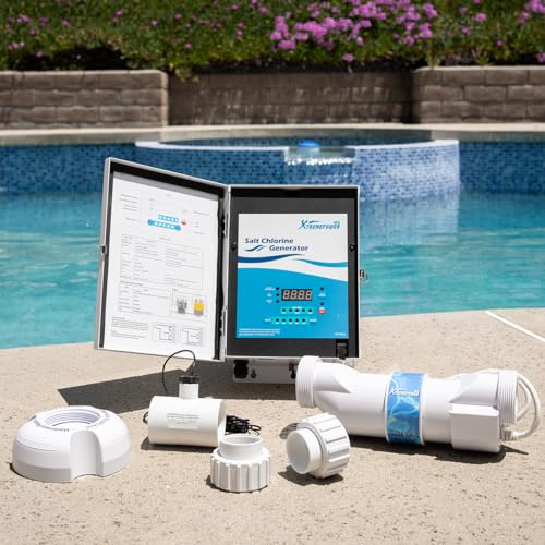 XtremepowerUS Universal 25 Saltwater Chlorinator System with 25k-Gallon Flow Switch Salt Cell Bundle White