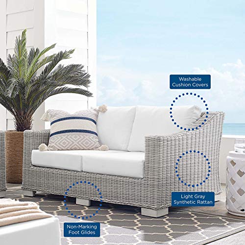 Modway Conway Sunbrella Outdoor Patio Loveseat Light Gray White
