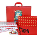 SHATONG Chinese Mahjong Travel Game Set with 144 Melamine Tiles and Portable Storage Case