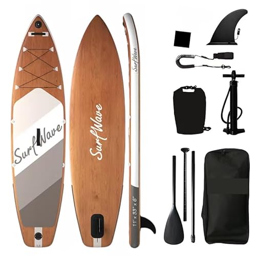 Spaboy Inflatable Stand-Up Surfboard Wood Grain Brown