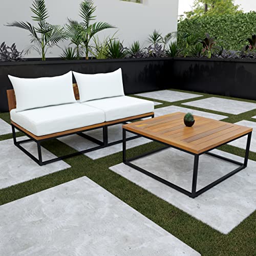 SEI Furniture Taradale Outdoor Coffee Table and Loveseat Set 2pc White