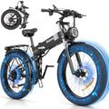 Bopzin Folding Electric Bike for Adults - 1500W 37MPH Ebike with 48V 20AH 960Wh Battery - 26" x 4.0" 75 Miles - 21-Speed Gears - Beach Mountain Snow Electric Bicycle UL Certified 26''-2000W 48V 20AH -Foldable