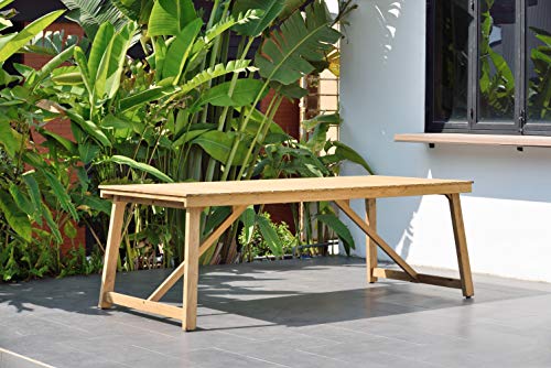 Amazonia Keystone 9-Piece Oval Patio Dining Set Grade A Teak Wood Black Sling Chairs Black
