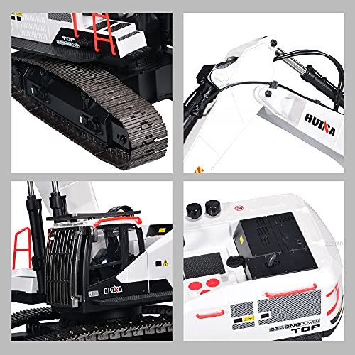 HuiNa RC Excavator 1:14 Metal Remote Control Digger White