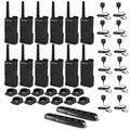 Motorola Solutions 12-Pack RMM2050 2-Way Radio Bundle with 6 Bank Charger & Remote Speaker Mics Black