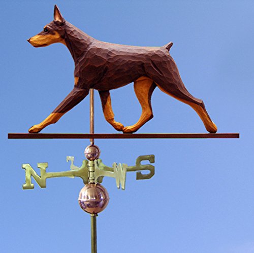 Doberman Pinscher Hand Carved & Painted Weathervane Red & Tan 32 Inch