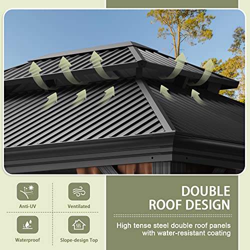 Greesum 10'x12' Hardtop Metal Gazebo Black