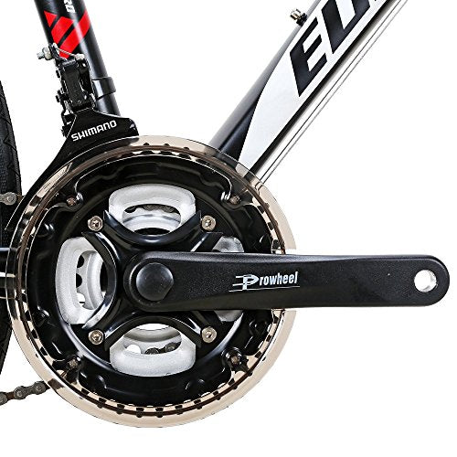 EUROBIKE Road Bike TSM550 21 Speed Dual Disc Brake 54CM 700C 3-Spoke Wheels Black White