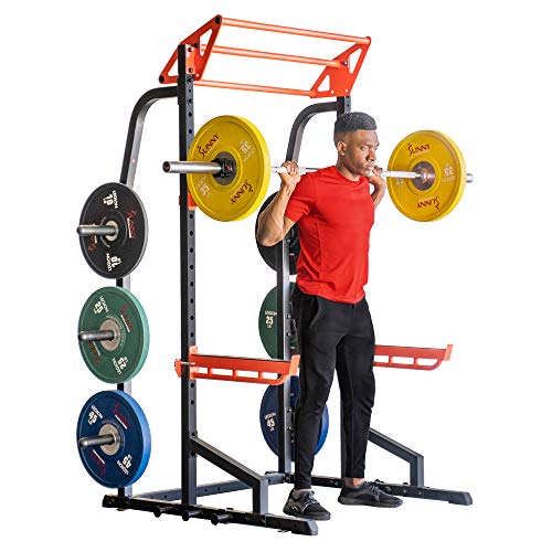 Sunny Health & Fitness Power Zone Half Rack Heavy Duty Performance Power Cage Black