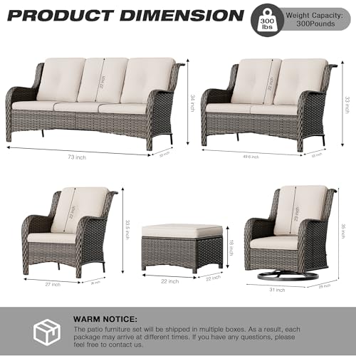 Joyside 8-Piece Wicker Patio Furniture Set Beige