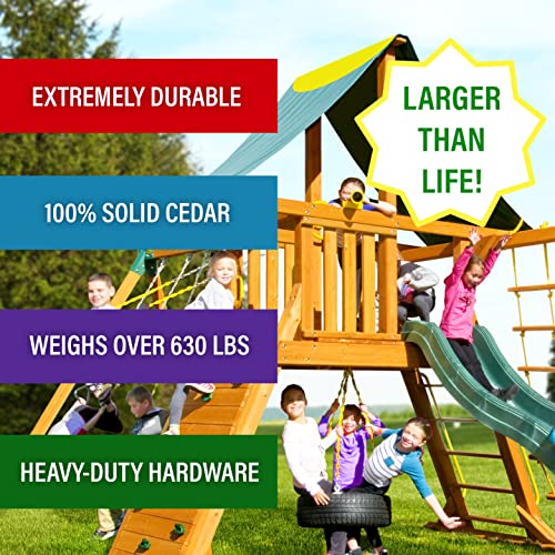 Best in Backyards Supremescape Cedar Wood Swing Set Jungle Gym Green & Yellow Components