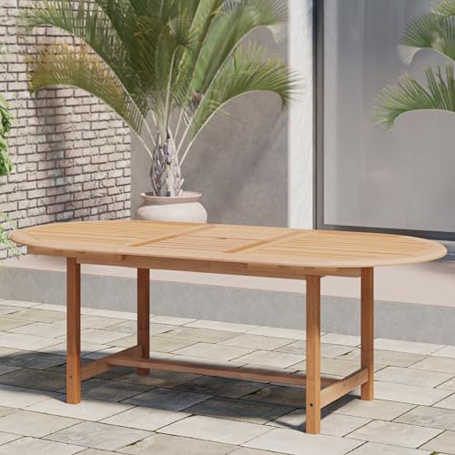 Amazonia Teak Extendable Oval Newcastle Patio Dining Set 7-Piece Brown