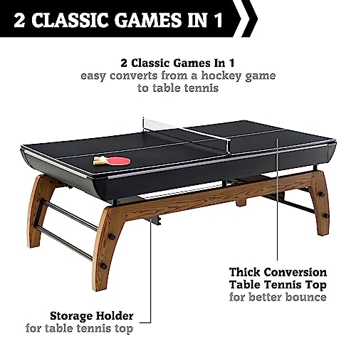 Hall of Games Edgewood Air Powered Hockey Table Tennis Top 2-in-1 Wood Grain
