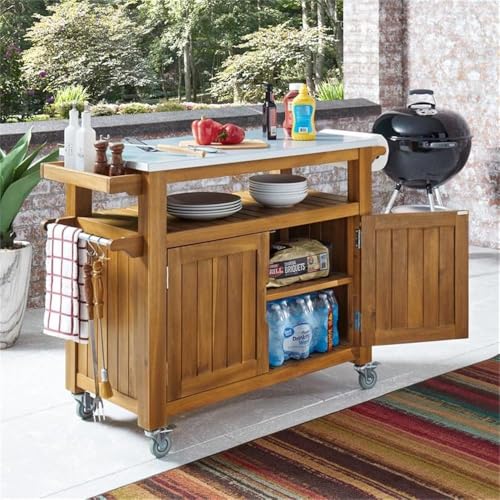 Pemberly Row Modern Outdoor Cart Brown