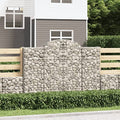Arched Gabion Baskets 2 pcs 78.7"x19.7"x55.1"/63" Galvanized Iron White Black
