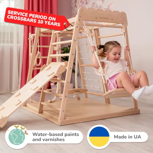 Wood And Hearts Indoor Wooden Jungle Gym for Toddlers Ages 1-4