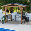 Backyard Discovery Granada 10' x 9' Cedar Wood BBQ Grill Gazebo Pavilion Light Brown