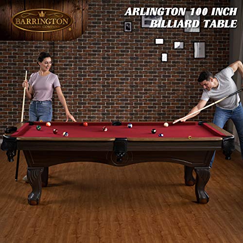 Barrington Billiards Arlington Drop Pocket Table Dark Wood Grain/Red