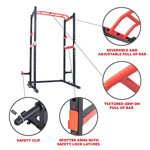 Sunny Health & Fitness Power Zone Strength Rack Power Cage - SF-XF9925 Black