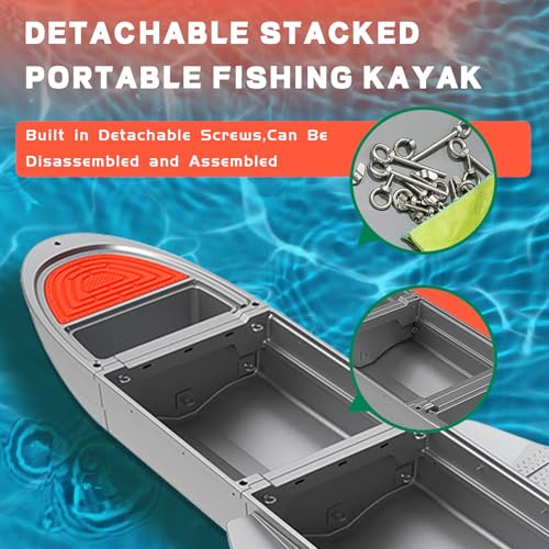 JYXKART Folding Fishing Kayak Dinghy Boat with Storage Gray