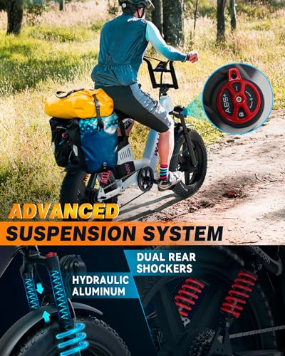 W Wallke Electric Bike for Adults 48V 40Ah 1600W/2800W Peak Dual Motor Fast Long Range Ebike 20 inch Fat Tire Full Suspension Electric Bicycle 31/34MPH Step Thru E-bike APP Control UL2849 Certified Black