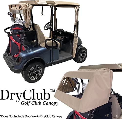 DOORWORKS GOLF CART ENCLOSURES Black Vinyl Golf Cart Cover for EZGO TXT 14+ - Track-Style Marine Grade - Fits Golf Bags, Utility Box or Rear Facing Seat